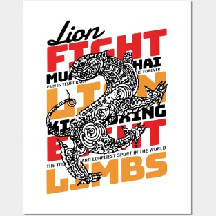 Lion Tattoo Muay Thai The Art of Eight Limbs Posters and Art